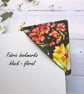 Corner Fabric Bookmark, Black Floral 