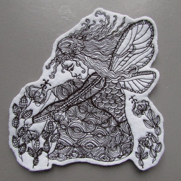Forest Fairy Fae Embroidered Sew on Applique Patch