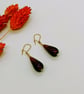 Dark Amethyst Murano Glass Earrings, Silver Foiled, Gold-Filled Beads, Ear Wires