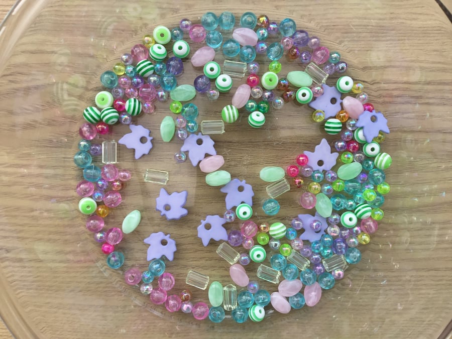 A Mixed Lot of Various Plastic Beads for Crafting or Children’s Jewellery.