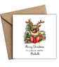 Books Reading Reindeer Merry Christmas Card