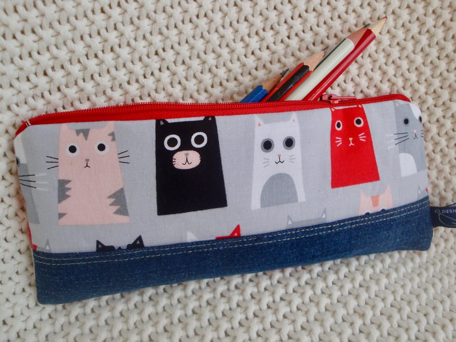Kids Cotton Pencil Case - Cat pencil case 