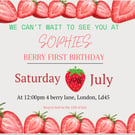 Berry First Birthday digital invitation 
