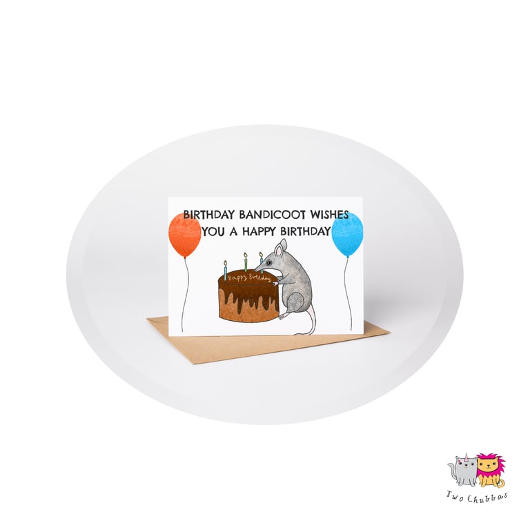 Bandicoot Birthday Card, A6 Birthday Card, Cute Animal Birthday Card