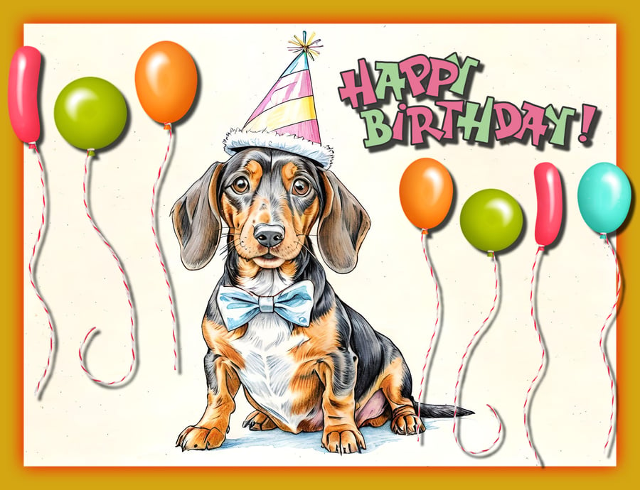 Happy Birthday Sausage Dog Card A5