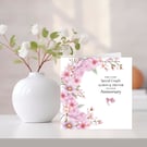 Delicate Pink Blooms Personalised Anniversary Card