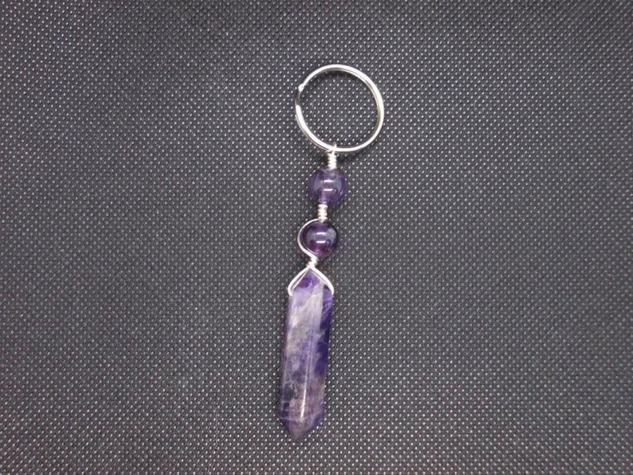 Amethyst dagger bag charm