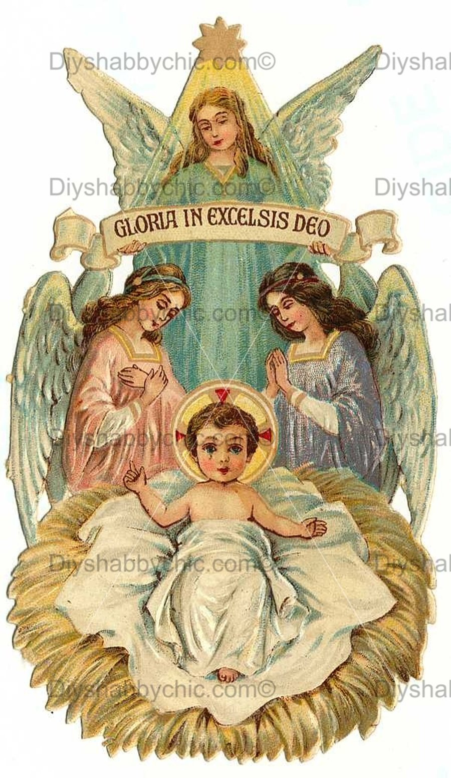 Waterslide Wood Furniture Decal Vintage Image Transfer Shabby Chic Baby Jesus