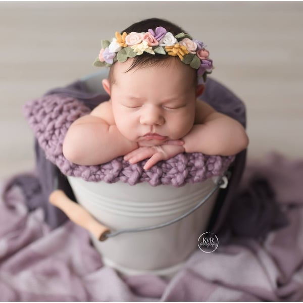 Delicate Roses newborn Headband - Floral Crown, Mini Crown, Christening headband
