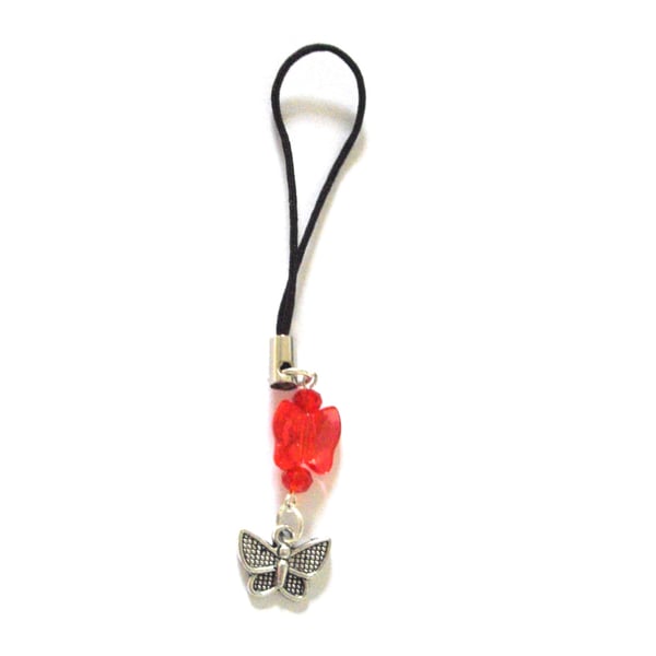 Orange Red Butterfly Phone or Bag Charm