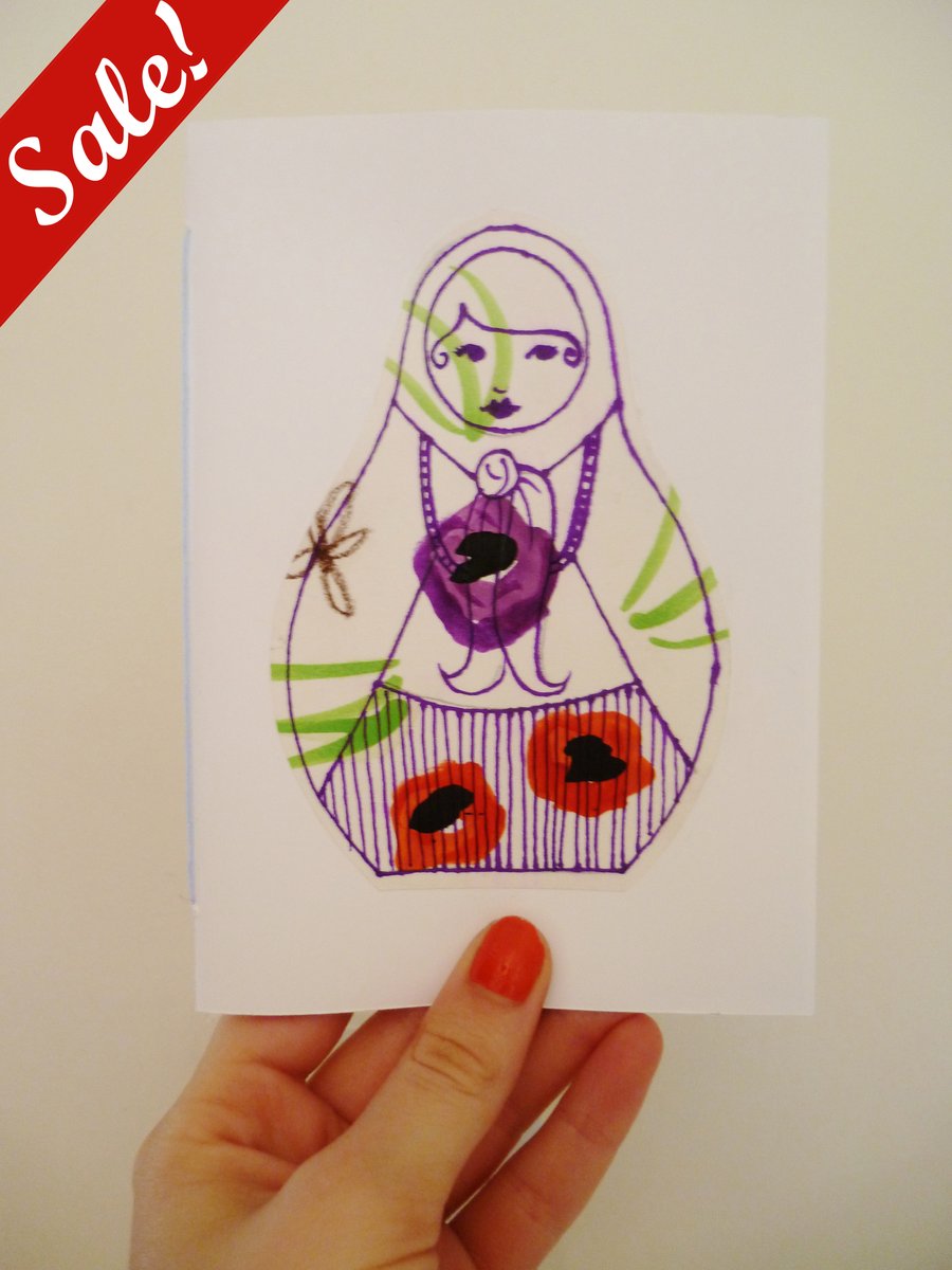 Sale - 50% off! - Hand Drawn Russian Doll notebooks