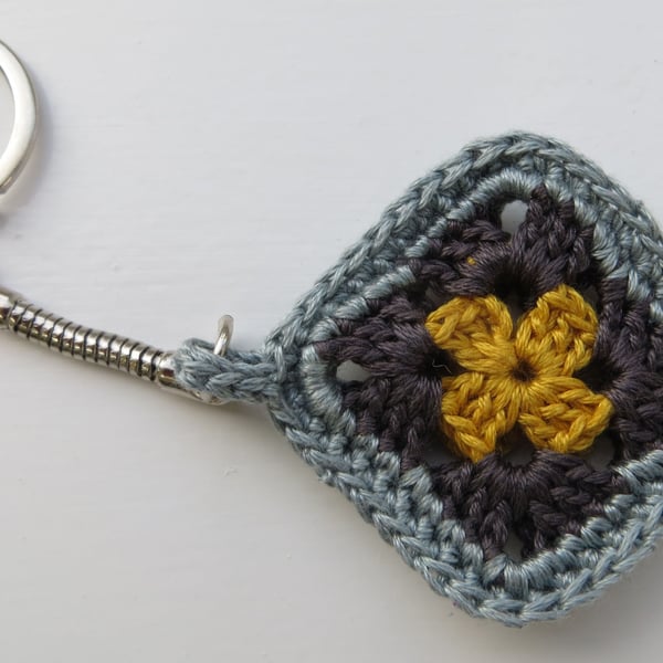 Crochet keyring, Granny square, Retro gift, Miniature crochet