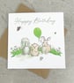 Birthday Card Animal Green Balloon - Image 3
