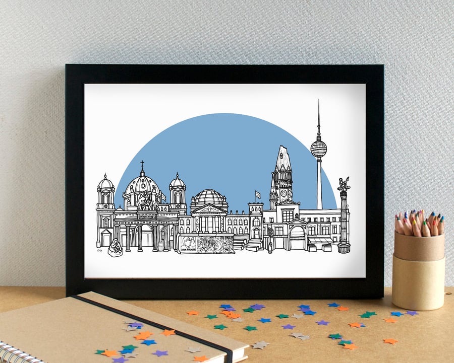 Berlin Skyline Art Travel Print
