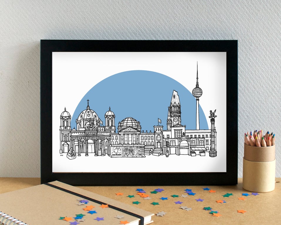 Berlin Skyline Art Travel Print