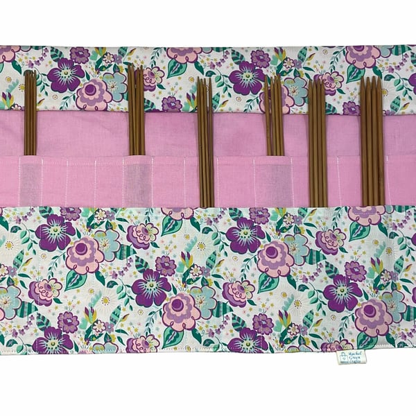 Liberty fabric Floral Double pointed case, DPN knitting needle case, crochet hoo