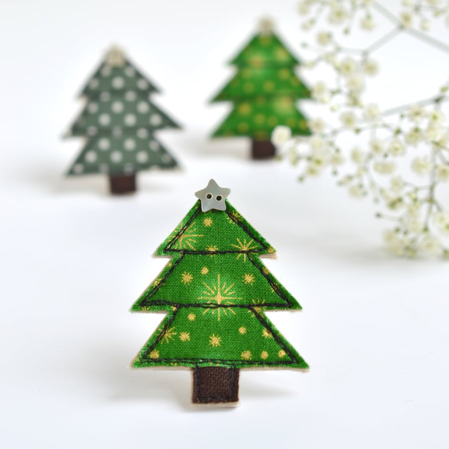 Christmas tree pin, Christmas tree brooch, Christmas tree badge  