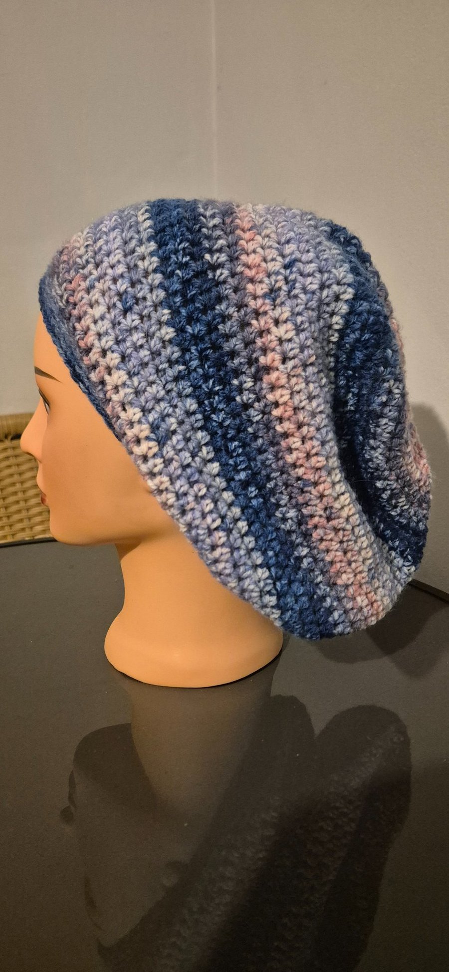 Slouchy beanie great for thicker hair, dreads etc 
