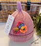 Designer Baby Girl's Flower Hand Knitted Hat  with Marino Wool 1-2 years  - Image 1