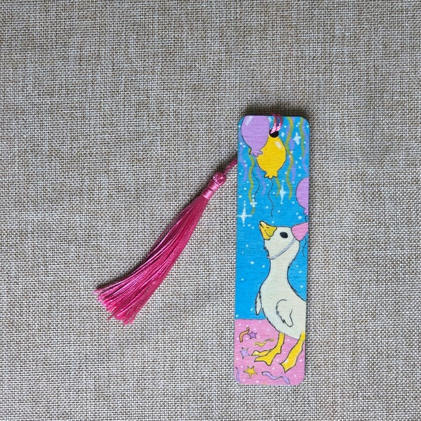 The Goose Hand Painted Wooden Bookmark - Original Acrylic Art