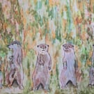 Otters frolicking - A3 original piece 