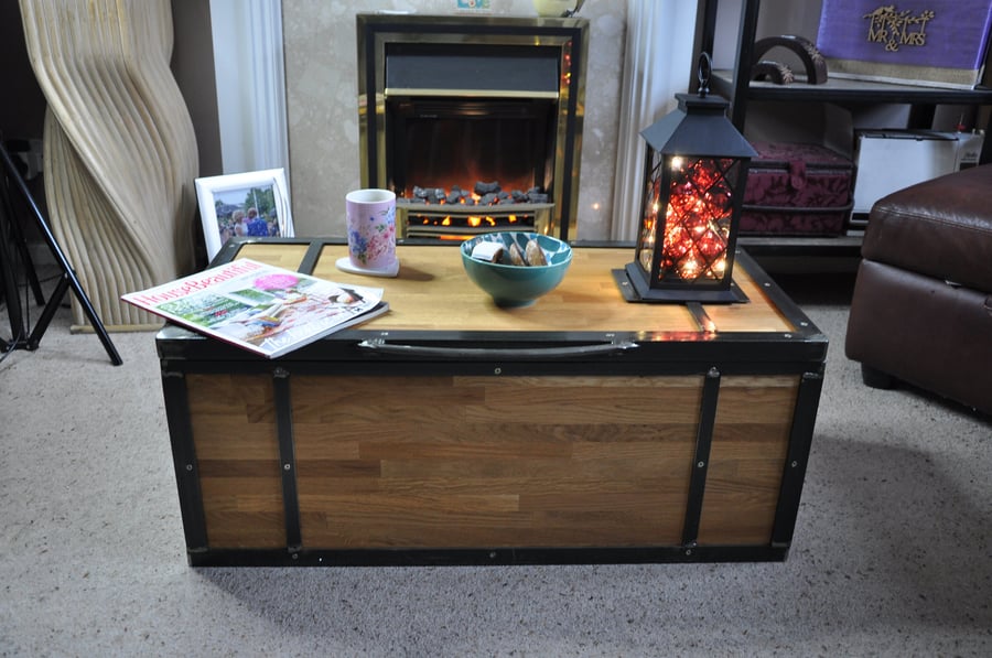 Wooden Lounge Table Blanket Storage Box Cabi Folksy