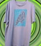 upcycled lino print unique pigeon t-shirt sized medium