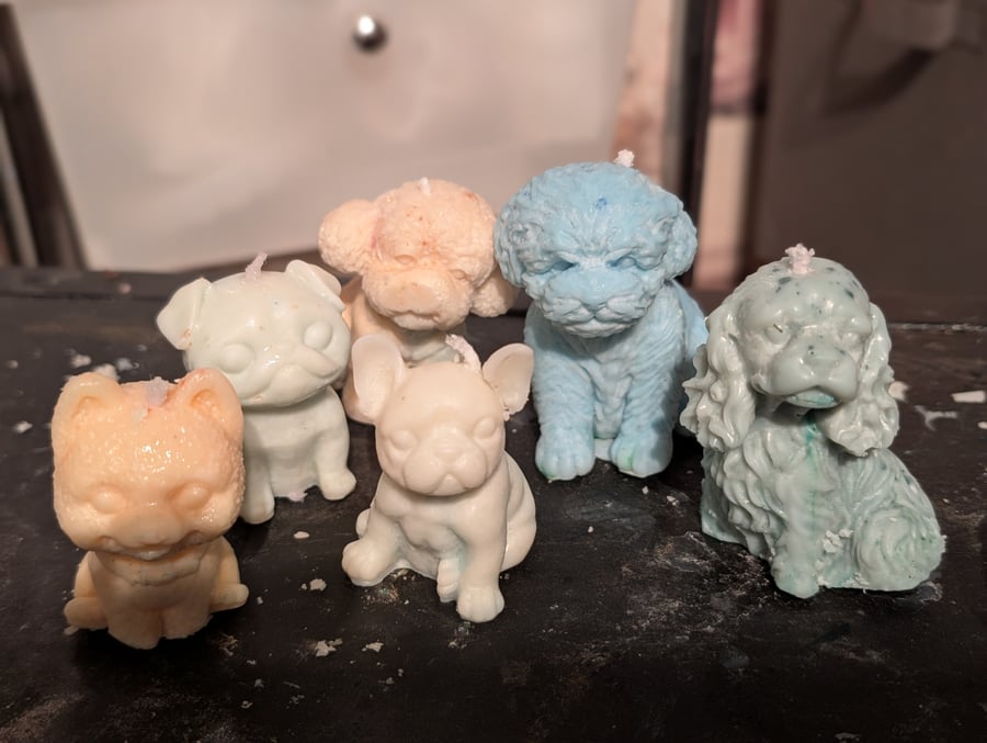 Small group of dog candles 