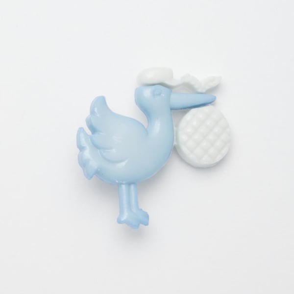 Blue stork baby buttons 34mm x 10