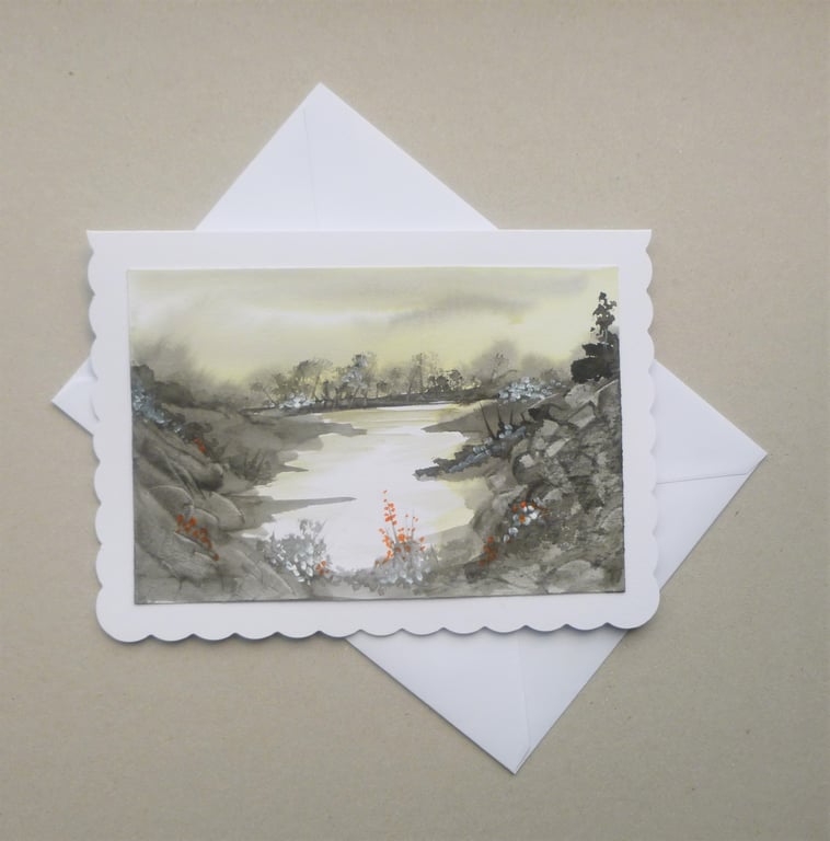 hand painted original art blank greetings card ( ref F 542.G6 )