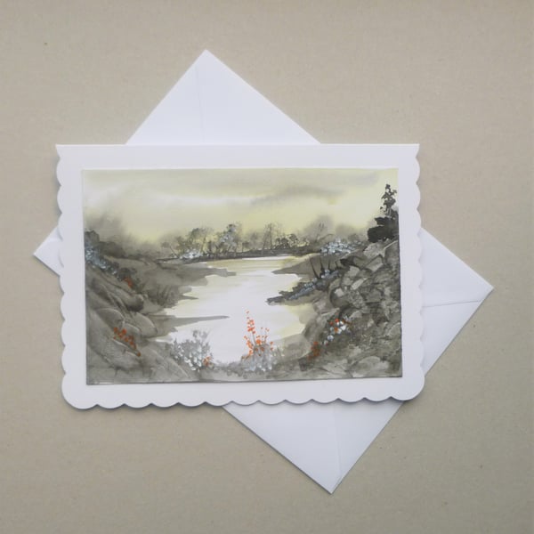 hand painted original art blank greetings card ( ref F 542.G6 )