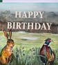 Card 'Happy Birthday'  pheasant and Hare - Image 3