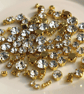 (S31G white) 100 pcs, 7mm Gold Colour Base Sew On Rhinestone, Crystal Gems
