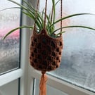 Handmade Crochet Plant Hanger - Rustic Hanging Plant Holder - Boho Home Decor