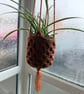 Handmade Crochet Plant Hanger - Rustic Hanging Plant Holder - Boho Home Decor