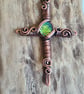 Green Dragon Scale Copper Cross Crucifix Pendant Necklace Gift Jewellery Jewelry - Image 1
