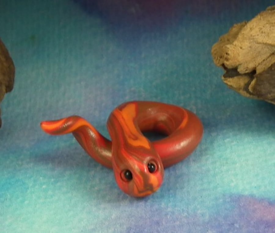 Tiny Snake OOAK Sculpt by artist Ann Galvin