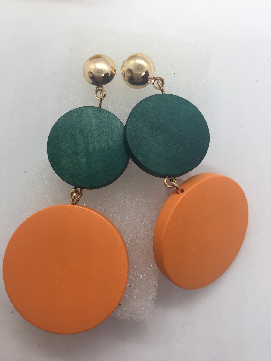 Orange 80's Statement Dangle Earrings