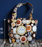 Steampunk Clock Handbag - Small Handmade Fabric Tote with Inside Pocket - Image 5
