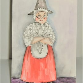 Welsh Lady Cartoon painting ( ref F 533)Sale price 