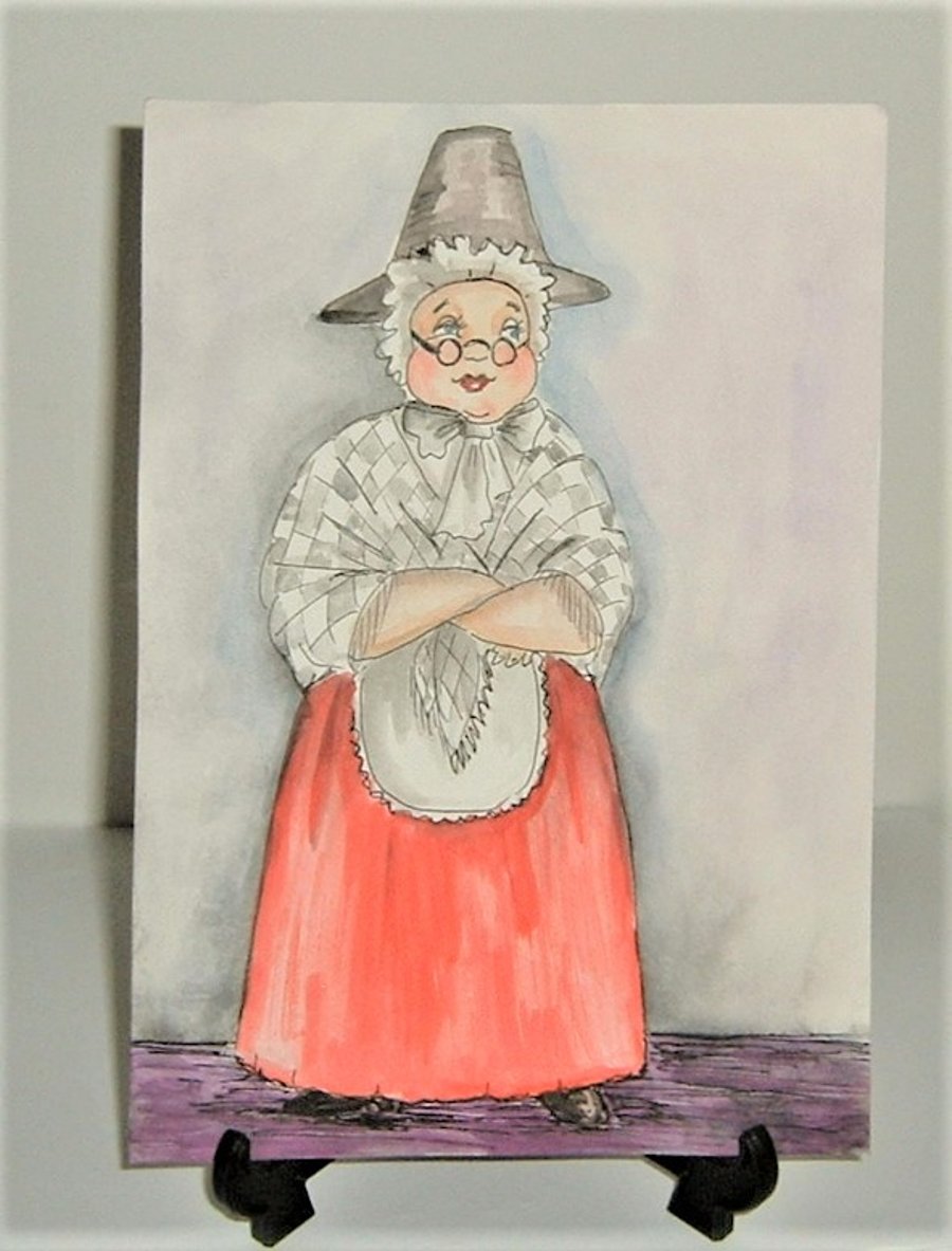 Welsh Lady Cartoon painting ( ref F 533)Sale price 