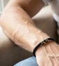 Men's Personalised Leather Bracelet with Two Hand Stamped Rings - Free Delivery - Image 2