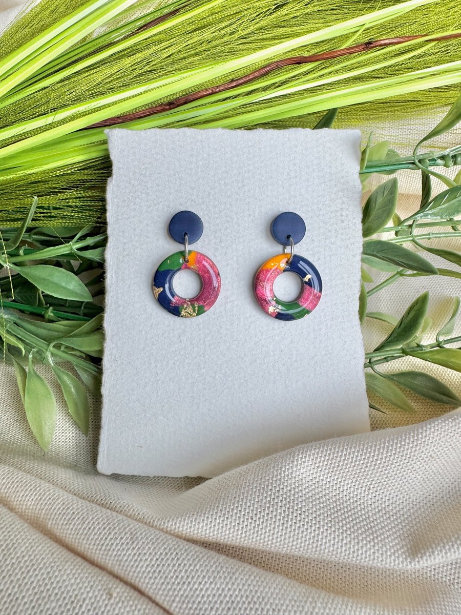 Image of Rich Autumn Polymer Clay Hoop Earrings