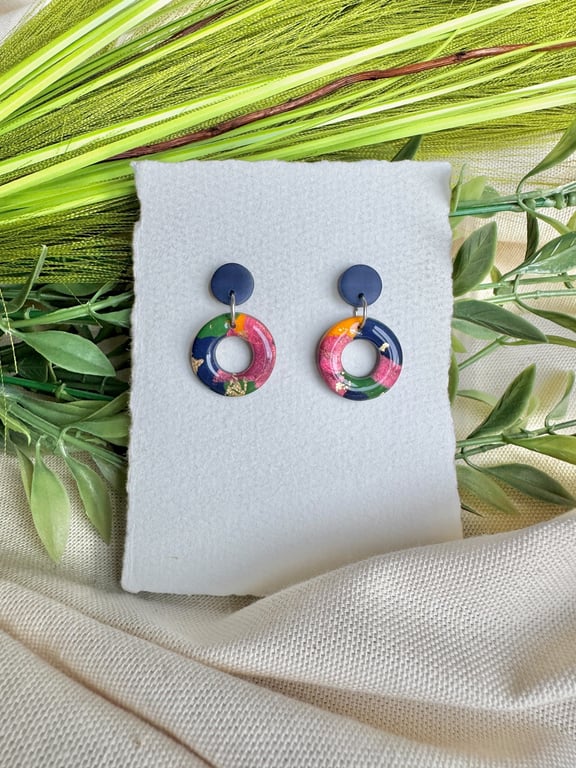 Rich Autumn Polymer Clay Hoop Earrings