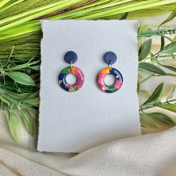 Rich Autumn Polymer Clay Hoop Earrings