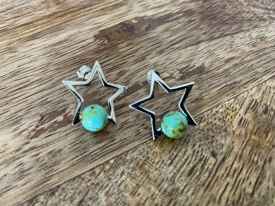 TURQUOISE STAR STUD EARRINGS