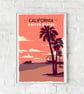 California retro travel poster, California beach travel print, USA travel art - Image 4