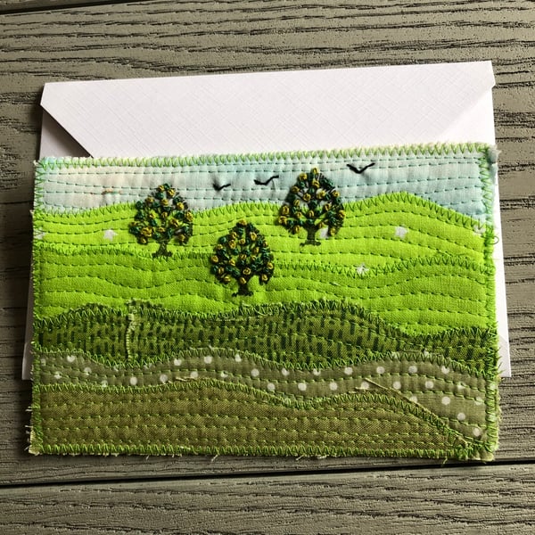 ‘Summer in the Country Side’ Themed Fabric Postcard