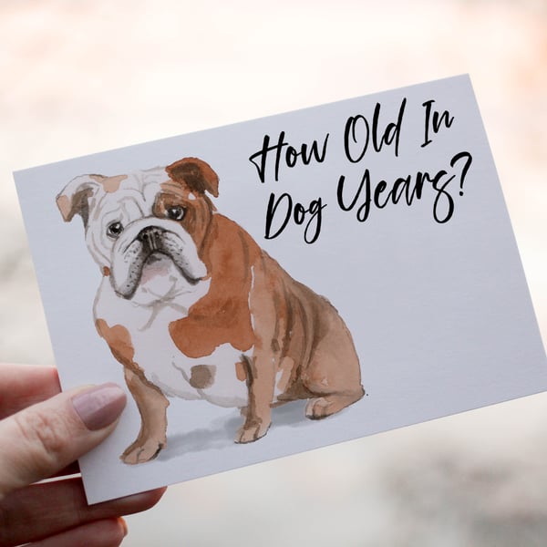 English Bulldog Birthday Card, Dog Birthday Card, Personalized Dog