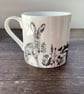 Flora & Fauna Mug - gardener gift, nature, botanical, hare, squirrel, badger